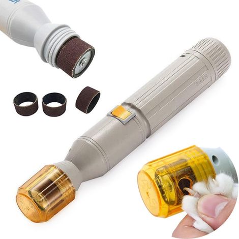 Lime à ongles électrique sans fil pour chiens et chats + 3 limes à ongles de rechange (1/5)