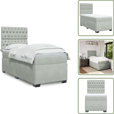 Boxspringbett mit Matratze Hellgrau 90x200 cm Samt - Boxspringbett - Boxspringbetten - Bett - Betten (1/5)