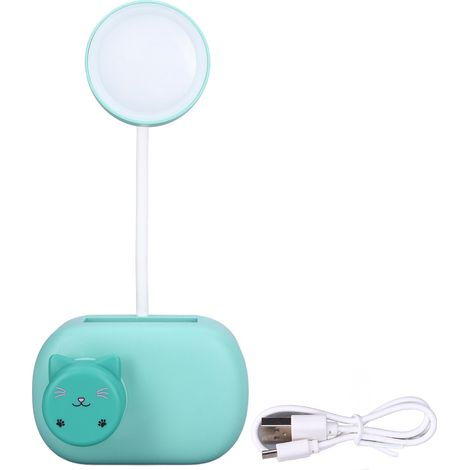Lampe de Bureau Flexible avec Bras Pliant, Portable et Design Mignon pour Chambre et Bureau - Ampoule E39 Bleu Chat (1/5)