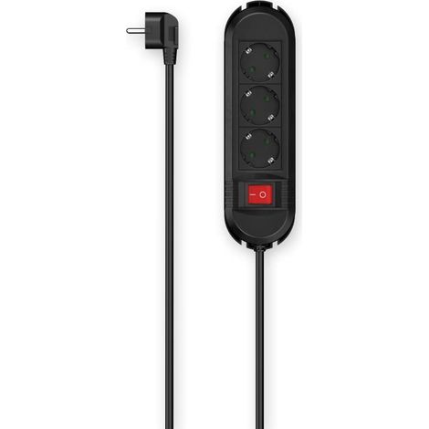 Multiprise 3 Prises Interrupteur Accroches Murales - 16A - 3680W Prise Multiple Rallonge Electrique 3m, Securité Enfant, Gestion Câbles, Bloc 3 Prises Type F Schuko Compatible France Noir (1/3)