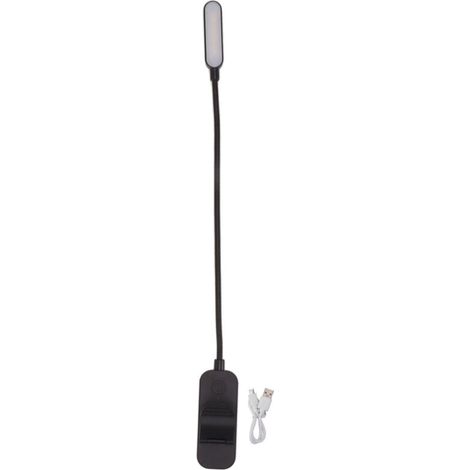 Wiederaufladbare USB-Klemm-Leselampe, 3 Helligkeitsstufen, stufenlos dimmbar, 8 LEDs, Augenschutz & Einschlafhilfe, Schwarz - Crezuo