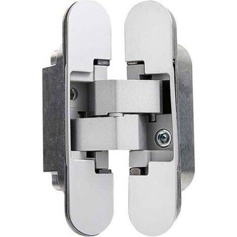 Invisible hinge for doors, Set of 2 invisible hinges for heavy doors, load 40 kg, opening 180º, zamak (1/4)