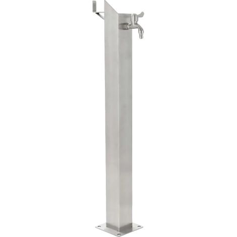 Colonne d'eau, Matériau métallique, Hauteur de 95 cm, Convient pour les jardins, Design carré, Fini en acier inoxydable (1/5)