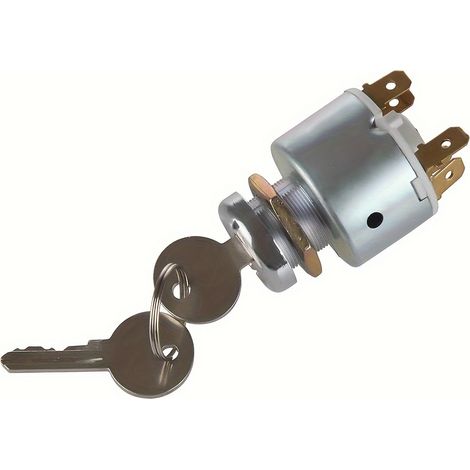 1 interrupteur de contact universel avec clé pour camions, tracteurs et tondeuses à gazon, couleur argentée. (1/5)