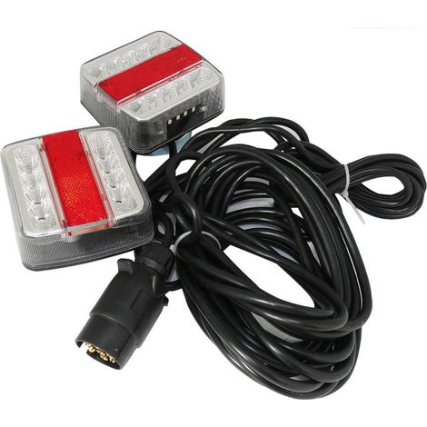 Feux arrière LED 12 V, cinq fonctions, pour remorques et véhicules, avec câble magnétique