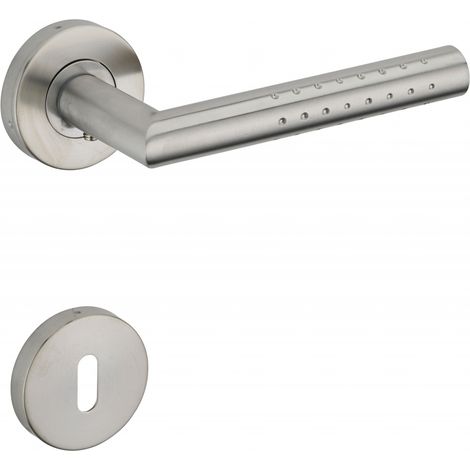 THIRARD - Paire de béquilles avec rosaces pour porte, carré 7mm, inox - Serrurerie de Picardie (1/2)