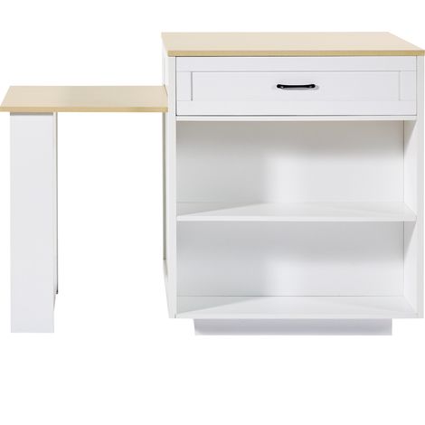 ELVMI Tavolo da Pranzo per 2-6 Persone con 1 Cassetto e Vani Contenitore Allungabile per Cucina in MDF Bianco (1/5)