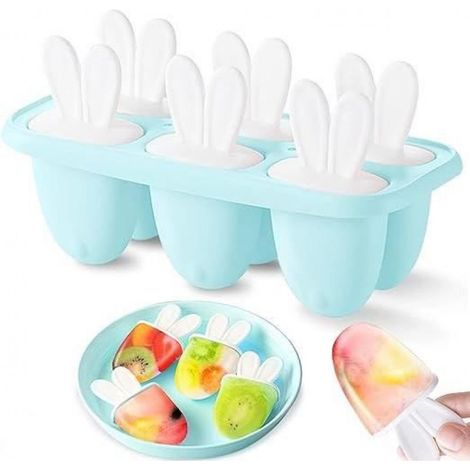 Moule à Glace - - 6 Moules Esquimaux - Plastique Réutilisable - 21,5x9,1x10,6 cm - Bleu (1/5)