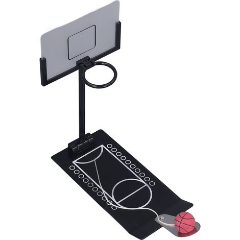Jeu de basket de bureau pliable en alliage d'aluminium noir antidérapant avec base lestée, idéal pour les enfants. (1/5)