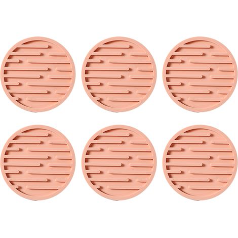 Sous-Verres En Silicone Avec Support - Résistance Thermique Et Anti-Dérapant - Pour Table Salon Et Bureau - Lot De 6 Pièces (1/5)