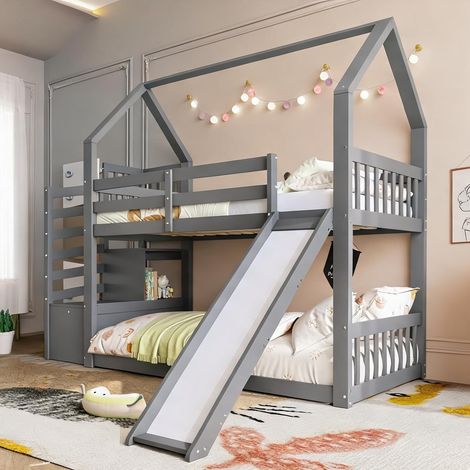 Cadre de lit coloris gris en pine 253 x 183 x 175 cm (1/5)