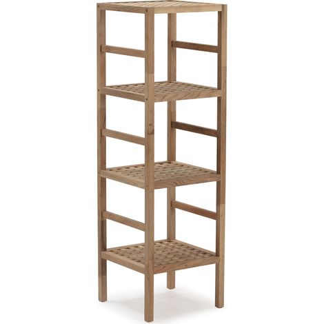 Estantería Alam de madera de nogal, 117,5 cm altura con 4 niveles