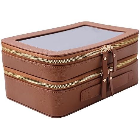 Trousse de toilette de voyage transparente, étui de toilette, sac d'accessoires de voyage cabine, trousse de maquillage (marron, SHC-TL-2) (1/5)