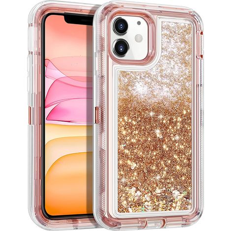 Coque iPhone 11 - Protection Antichoc Hybride 3 En 1 - Contour Rigide Polycarbonate + Coque Souple TPU Transparente - Effet Sable Mouvant Liquide À Paillettes - Pour iPhone 11 6,1 Pouces (1/5)