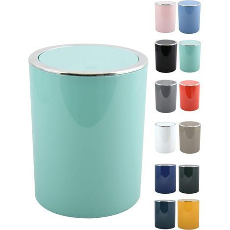 Poubelle à Bascule PP - Couvercle Basculant Amovible - Design Moderne - Idéale pour Toilettes, Salle de Bain, Bureau - Ronde - 6 L - Lavande - Compacte et Élégante (1/5)