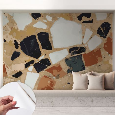 Papier peint adhésif autocollant pour salon chambre à coucher peint imprimé Installation facile Pierres rustiques 208x146 cm (1/5)