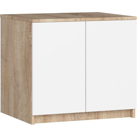 Akord – Surmeuble armoire murale salle de bain 60 cm – 2 portes battantes – Chêne sonoma et blanc – 2 étagères – Dimensions 60x51x55 cm