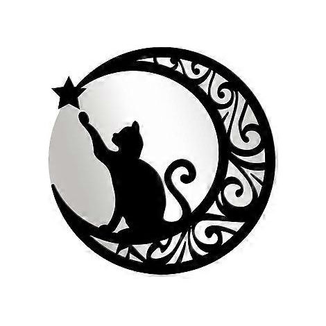 Sticker mural effet miroir acrylique, motif chat (1/2)