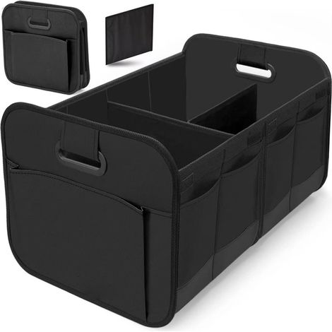 Kofferraum-Organizer, faltbare, wasserdichte Tasche mit mehreren Fächern für Camping, SUV, LKW, große Kapazität, normale Kofferraum-Aufbewahrungstasche (schwarz) (1/5)