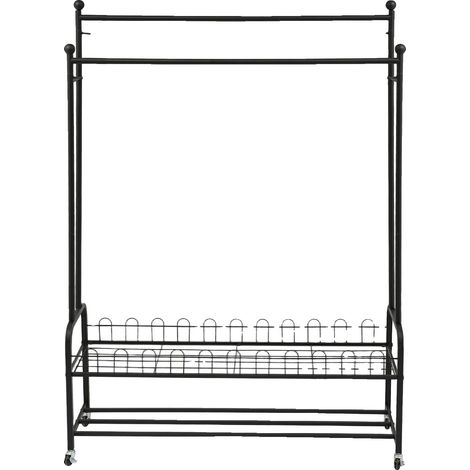 Perchero, acero resistente, amplio espacio para colgar ropa, negro. (1/2)