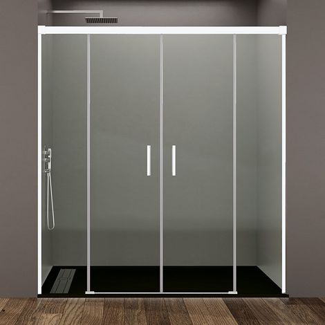 Frontal de ducha BASIC SPAZIO perfilería en blanco 2 fijos + 2 correderas Medida: 172 - 182 cm (1/3)