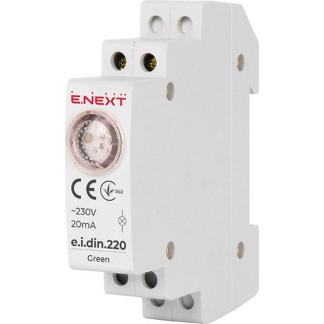 Voyant Lumineux Rail Din - Vert - 230 V - 50 Hz - IP20 - Montage Rail Din (1/2)