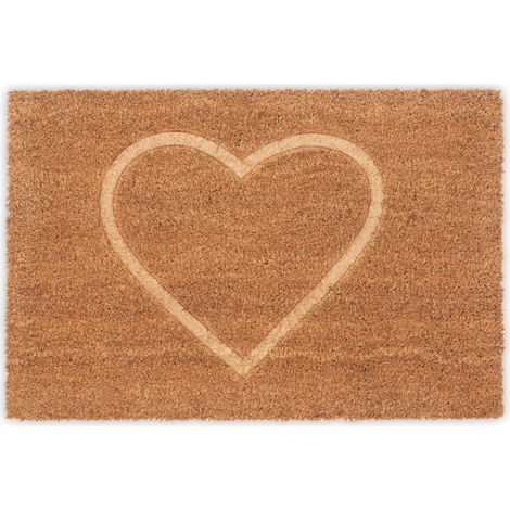 Zerbino accogliente cuore esterno interno 40 x 60 cm antiscivolo in fibra di cocco naturale 130015610