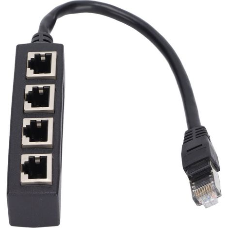 Sjqka – Adaptateur répartiteur RJ45 1 mâle à 4 femelles – Transmission fluide – Câble réseau CAT7 – Noyau plaqué or pour meilleure connectivité