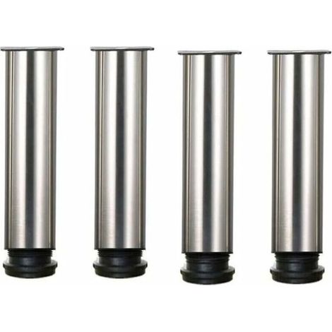 Lot de 4 pieds de meuble en acier inoxydable réglables en hauteur de 25 cm, idéal pour canapé, table, armoires. (1/4)