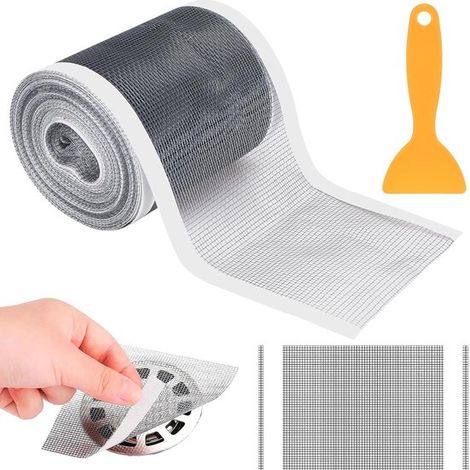 Recolector de pelo para desagüe，70 mm x 10 m，colador de pelo para desagüe de ducha，adhesivo para colador de desagüe，con espátula de plástico (1/5)