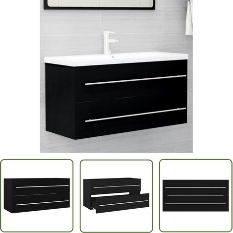 Meuble sous lavabo vasque Armoire d'évier Noir 100x38,5x48 cm Aggloméré 60122 (1/5)