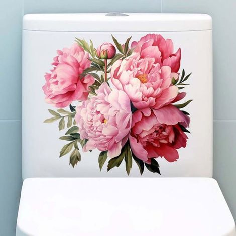 Stickers Muraux Fleur de Pivoine, Stickers Muraux Vintage Fleur, Peint Chambre Décoration Fond, 30 x 30cm (1/4)