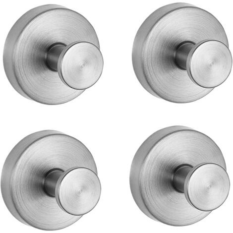 Lot de 4 crochets à ventouse en acier inoxydable, sans perçage, adaptés à la salle de bain, au verre de cuisine, au carrelage (4 pièces, argent) (1/5)