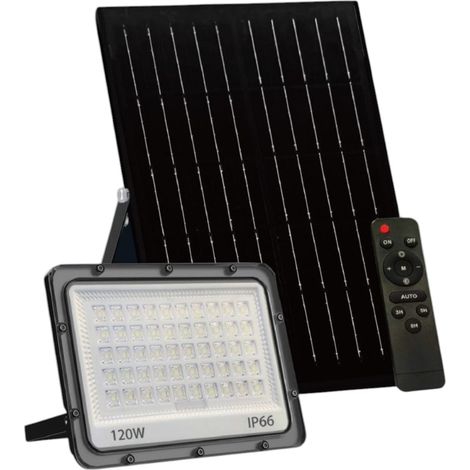 Faro LED da esterno con pannello Solare IP66 con Telecomando Luce Regolabile fredda calda naturale 3000K/4000K/6500K Sensore Crepuscolare 60W 120W 180W 240W 300W - Watt: 120W