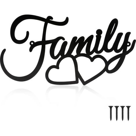 Family Metal Wall Decor Sign, Black Metal Family Wall Art, Unique Steel Wall Decor,Hanging Decor for Home Decorations (15.7" x 7.8") (1/5)