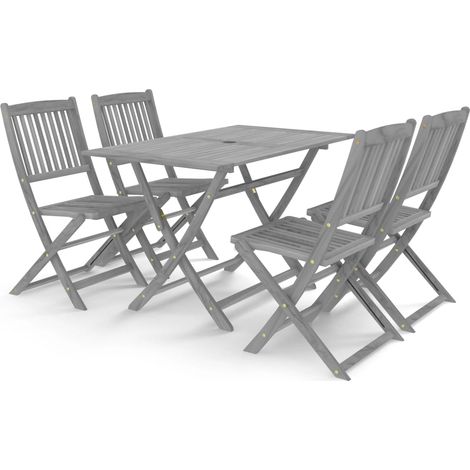 Maison Exclusive - Set da Pranzo per Giardino 5 pz Legno Massello di Acacia Grigio