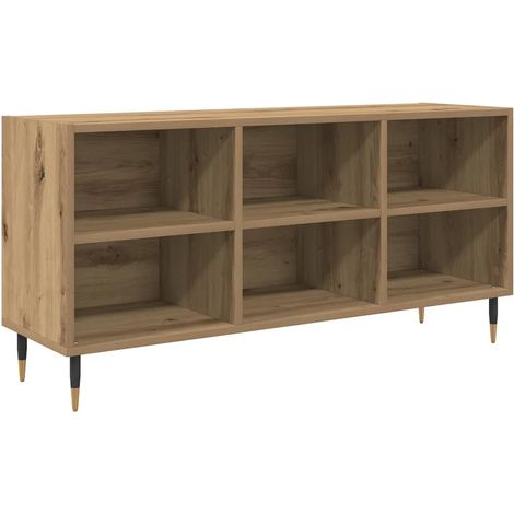 Meuble TV rectangulaire moderne avec rangements pratiques 103,5 x 30 x 50 cm en bois d'ingénierie chêne artisanal (1/5)