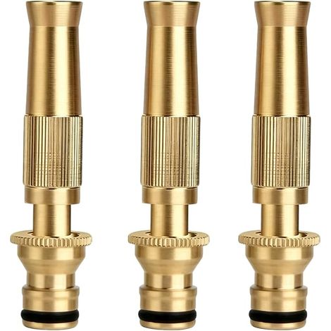 Lot de 3 Embout Tuyau Arrosage en Laiton Réglable, Lance Arrosage pour Jardin, Pistolet Arrosage Métallique, Lance d'Arrosage pour Lavage Voiture, Pelouse et Nettoyage Extérieur (1/5)