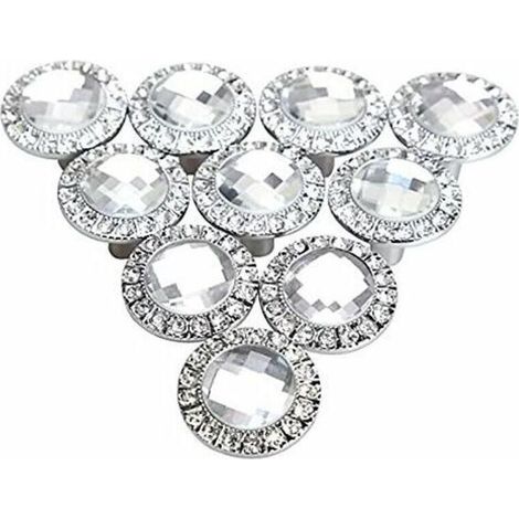 10pcs 30mm Bouton Porte Ronde Argent 30mm Poignée Cristal Scintillant Strass Bouton de Poignée Armoires de Cuisine Cabinet Portes tiroirs Boutons (1/5)