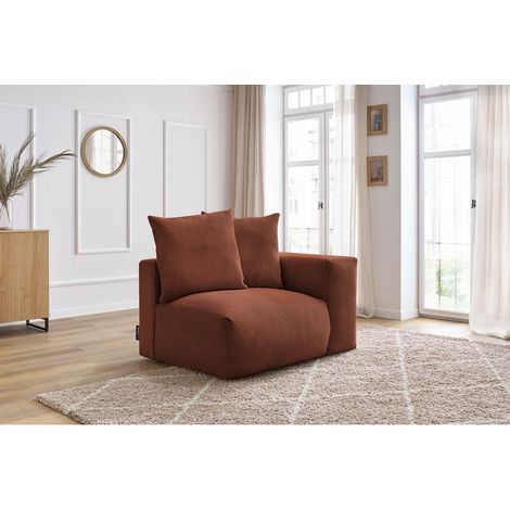 BOBOCHIC - Chauffeuse 1 place avec accoudoir pour canapé modulable VOLTAIRE Angle droit Orange (1/5)