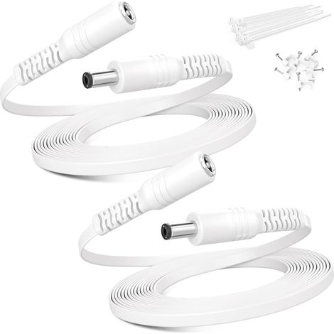 Câble Extension 12V DC 3M Adaptateur d'alimentation 2.1 mm x 5.5 mm 5521 Cordon Rallonge Plat Fil Femelle à Mâle Caméra Sécurité CCTV Caméra Réseau DVR Appareils 5V 9V (1/5)