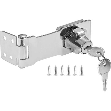 Türschloss mit Schlüssel, 10,2 cm Haspe, 90° Drehknauf, abschließbar, für Schränke & Tore