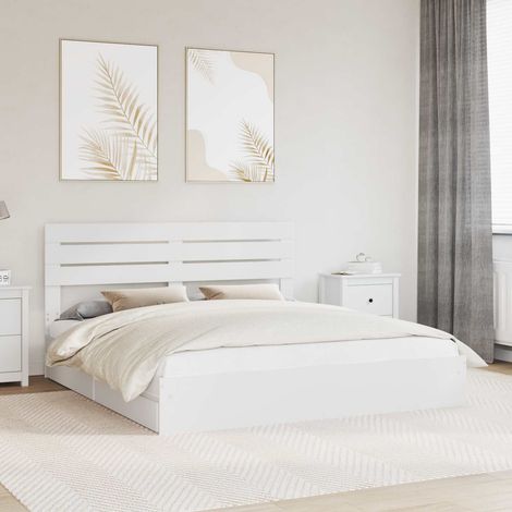 vidaXL Lit de Rangement Blanc 180 x 200 cm Bois d'ingénierie