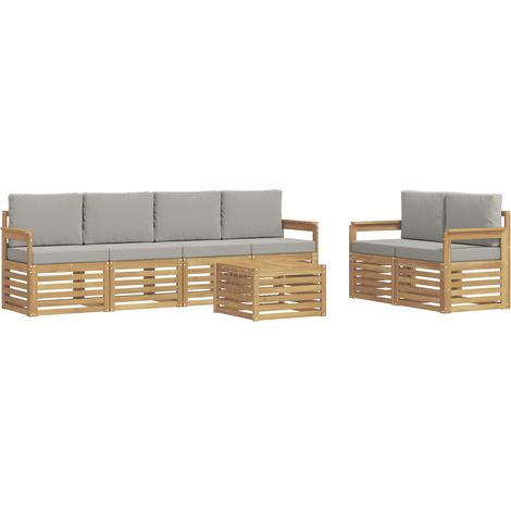Set di divani da esterno 7 pz Bianco e Grigio Chiaro Poliestere vidaXL (1/5)