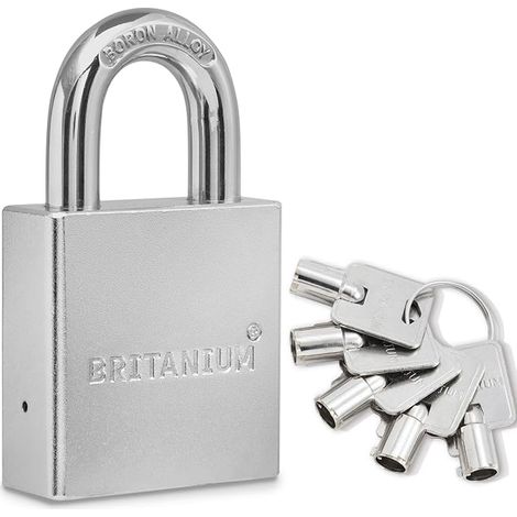 SFL60 Cadenas Container Antivol avec 5 Clés - Anse 12 mm en Alliage de Bore, Corps en Acier Chrome Satiné Serrure de Sécurité pour Portail, Garage, Remorque Attelée (1/5)