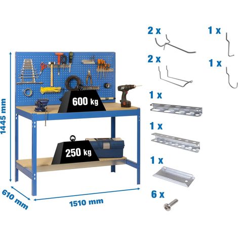 Simonrack Simonwork BT2 1500 blau und Holz Werkbank
