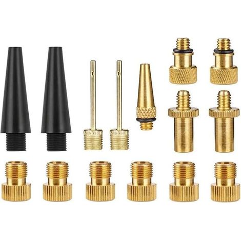 Adaptateur de valve de vélo, kit de valve de vélo de qualité supérieure, tous les adaptateurs de valve SV AV DV Dunlop Valve de voiture Valve Sclaverand avec bague pour compresseur (1/5)