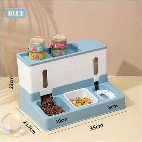 Distributeur Automatique d'eau Gravité,Distributeur Croquette Automatique,Fontaine à Eau pour Chat Et Chien,Distributeur Automatique De Nourriture Et d'eau pour Petit Animal Domestique 2 en 1 (1/5)