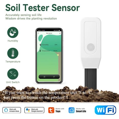 (1 pièce WiFi) Testeur de sol intelligent Tuya WiFi, thermomètre et hygromètre, détecteur d'irrigation pour l'automatisation du jardin (1/4)