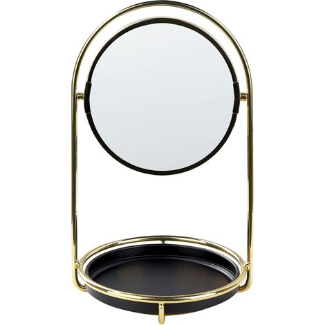 Specchio da trucco con telaio in ferro Ø 15 cm oro Indre (1/5)